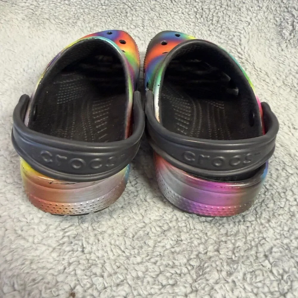 CROCS Classic Solarized Rainbow Clogs Kids  US J 2 Tie Dye Slip On Water Beach